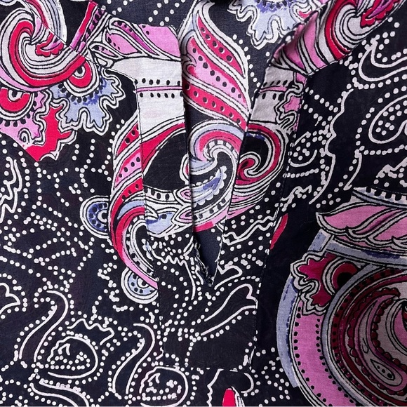 Lucky Brand | Purple Black Boho Paisley Split Neck Cotton Tunic Top, Medium - Picture 5 of 6